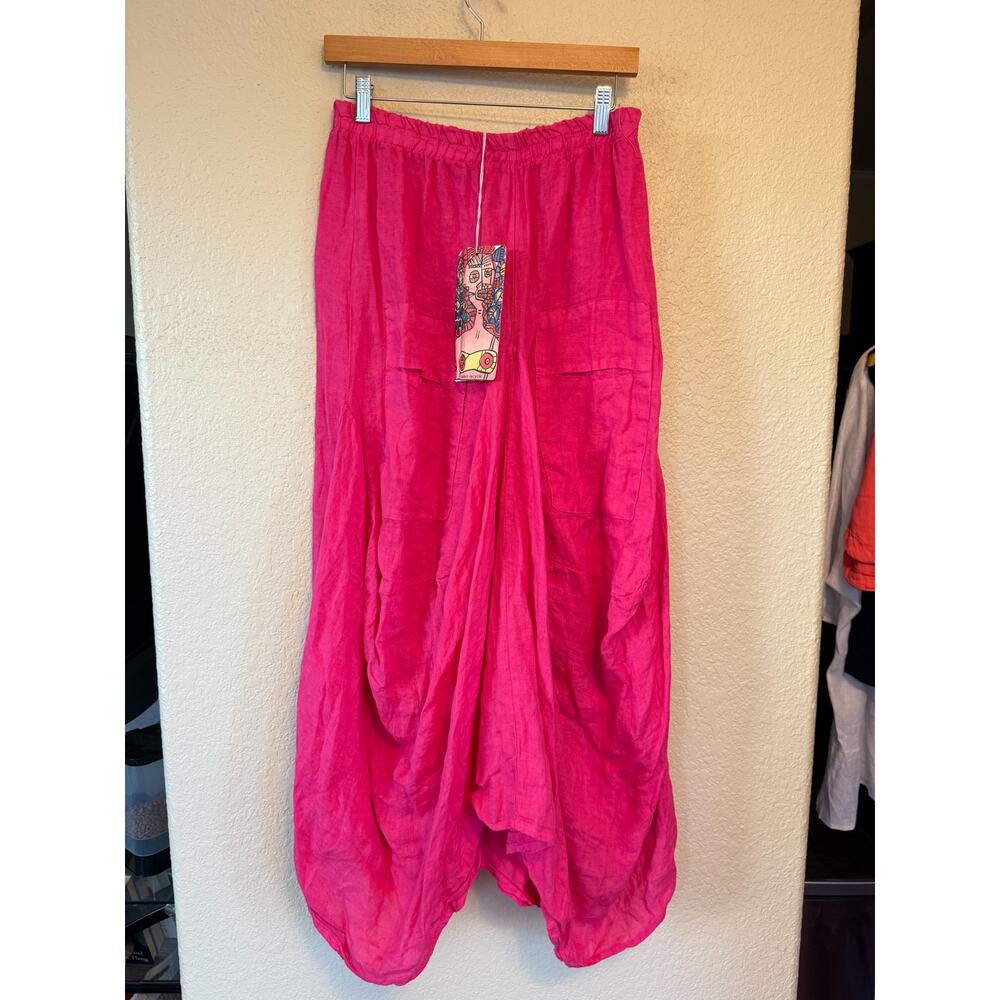 NEW Colette Hot Pink Linen Skirt One Size Lightweight Beach Boho Summer Skirt - Picture 2 of 7
